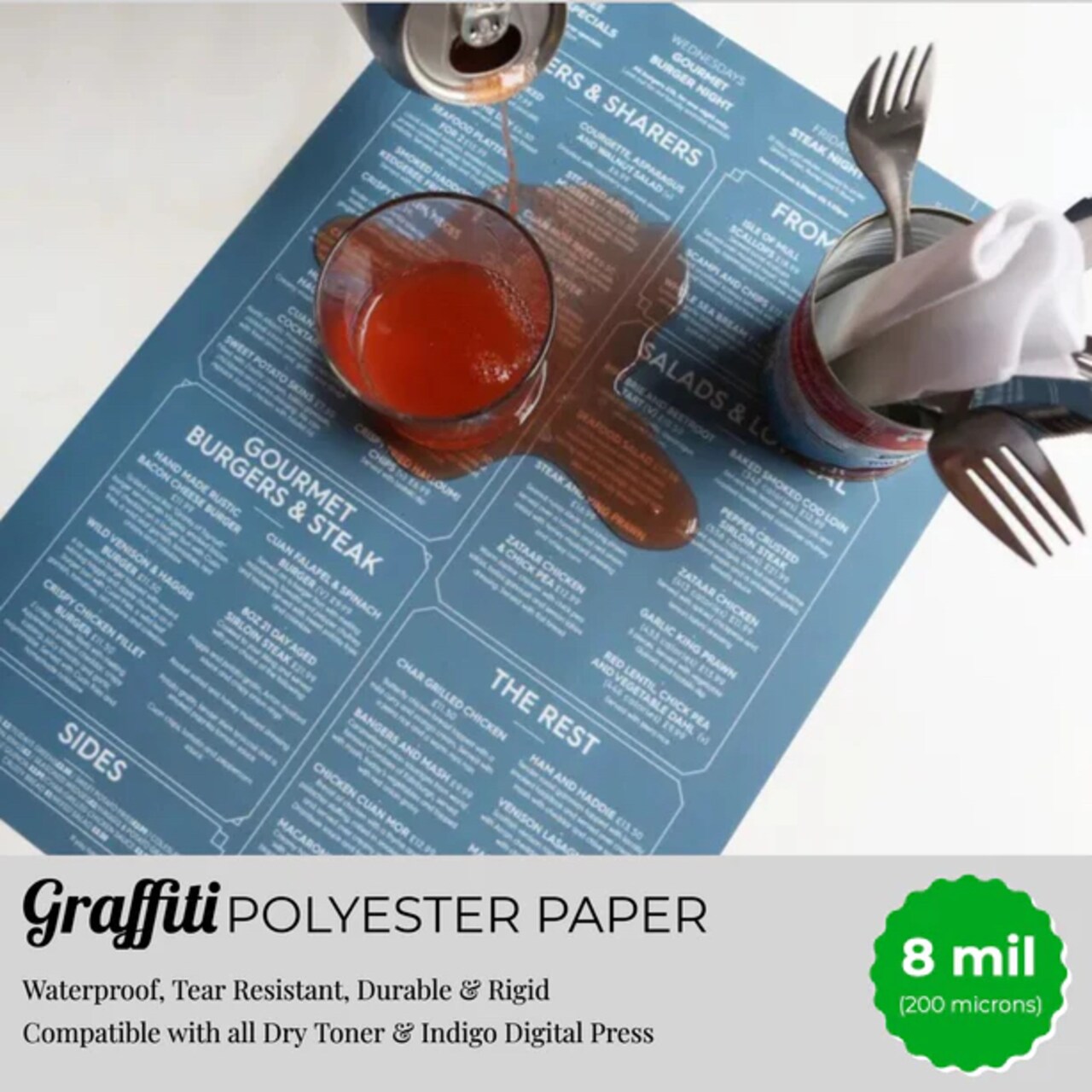 Graffiti Waterproof Papers (Scuff Free) - 8 mil 250 gr Rigid Polyester (White) 50 Sheets